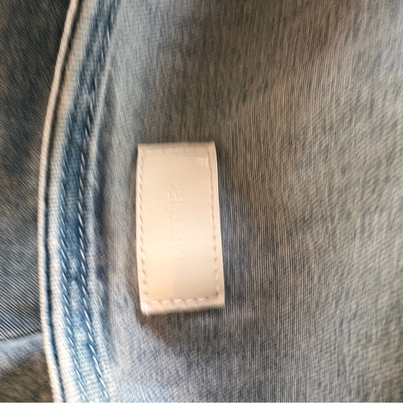 MOTHER THE RUFFLE MINI RAW EDGE DISTRESSED DENIM JEAN MINI COASTAL COWGIRL SKIRT - Picture 14 of 16